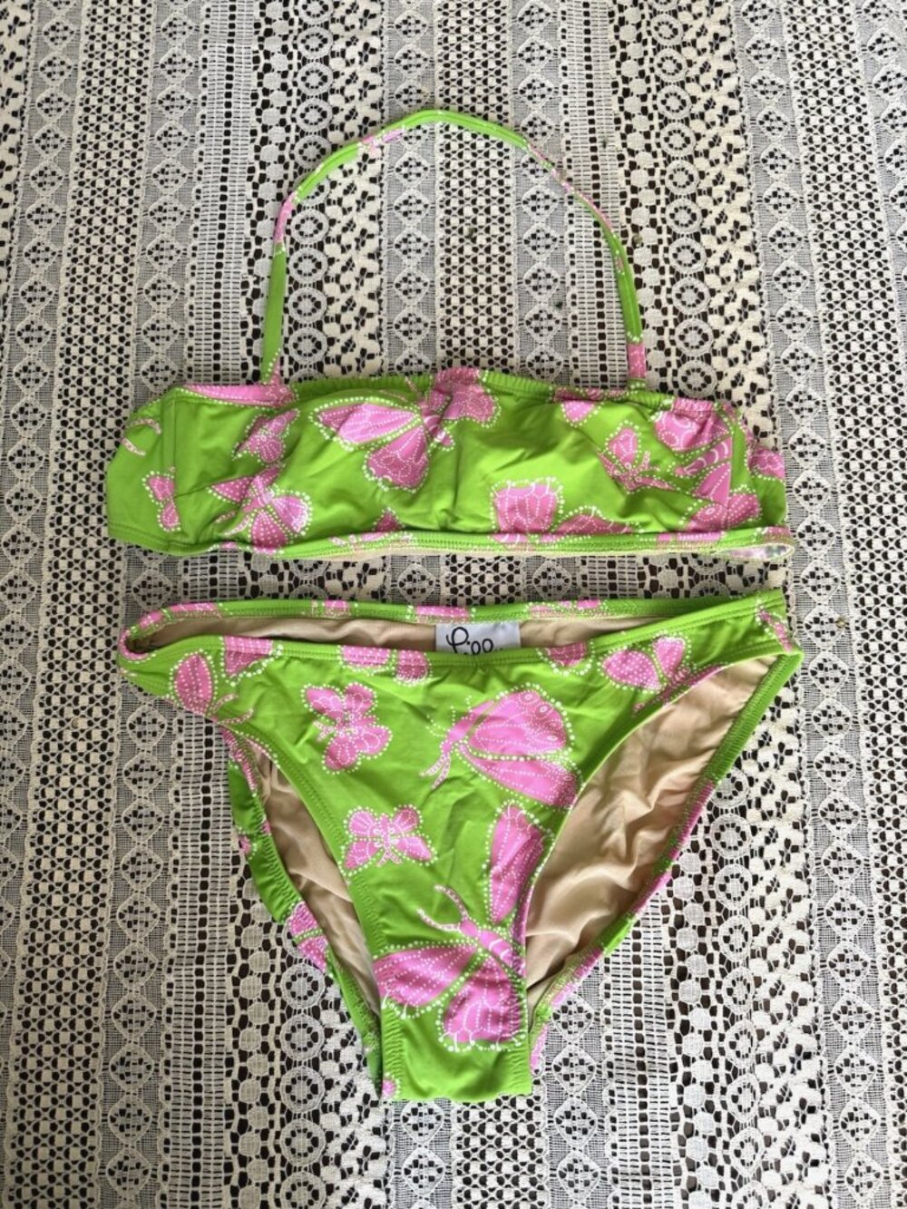 Vintage Lilly Pulitzer Green Butterfly 2 Piece Bikini Made In USA Y2K  Beach 8